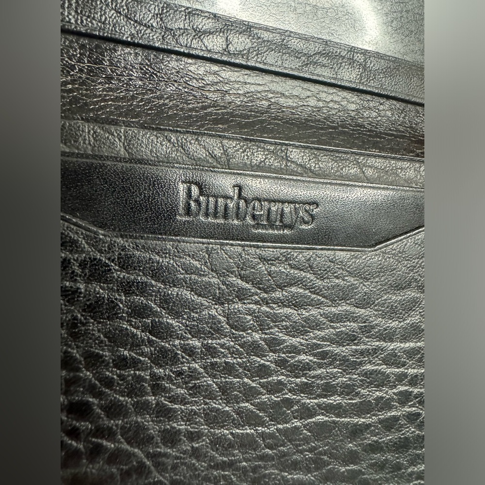 ๐#176 Burberrys Vintage Black Leather Bifold ID Card Holder Wallet - Picture 7 of 14